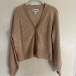 Filoro Pointelle Heart 2 Ply 100% Cashmere Cardigan Honey Size Small Swe… Tan Photo 2
