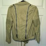 Haute Hippie NWOT  100% Goat Leather Taupe/Light Green Bomber Jacket Size S Photo 5