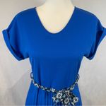 Elizabeth & Nicole royal blue belted pleated skirt flowy midi dress size medium Photo 1