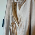 Lulus NWT‎  Inspire Romance Champagne Satin Cowl Neck Lace-Up Maxi Dress Small Photo 9
