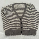 American Eagle  Outfitters Charcoal and Cream Striped Cardigan Photo 0