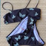 Romwe  Navy Butterfly Bandeau High Waist Bikini Size Medium Photo 1