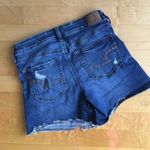 American Eagle  Blue Distressed Low Rise Denim Jean Shorts Size 4 Photo 15