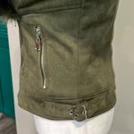 Molly Bracken NWOT - olive green suede feel moto coat w/ removable faux fur - XS Photo 11