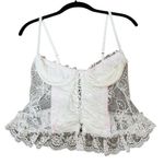 Frederick's of Hollywood Frederick’s Of Hollywood Vintage Lace Ruffle Corset Bustier Crop Top Size Small Photo 0