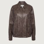 OAK AND FORT VEGAN LEATHER BOMBER JACKET Brown Photo 2