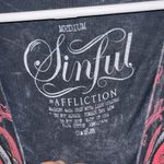 Affliction Sinful by  Black Heart Pistol leopard Y2K VTG Lace up Tee Photo 1