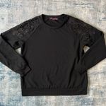 Gloria Vanderbilt Black Floral Lace Shoulder Sweater Medium Photo 0