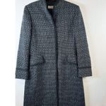 Tahari VINTAGE  Arthur S Levine Womens Blazer Black Trench Overcoat Acrylic 10 Photo 5