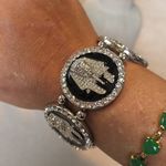 Boutique Silver and Black Enamel Egyptian Pharoah Stretch Bracelet Photo 5