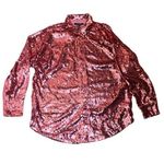 Forever 21 Sequins Pant Set Button Down Shirt Wide Leg Small Pink Glam Party NWT Photo 0