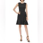 DKNY Black Fit & Flare Ruffle Zipper Dress Size 8 Photo 10