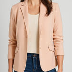 Talbots Jacket Blazer Size 8 Pink Lined Pockets Long Sleeve Fitted Preppy Work Photo 0