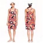 J.Crew Tropical Silk Hibiscus Coral Twist Back Sundress Photo 2