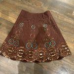 Basi and Maude embroidered embellished beaded brown western skirt size 6 Photo 2