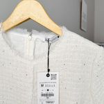ZARA NWT❗️ Elegant White Tweed Short Cutted Dress ZW Collection Mini Ivory Size M Photo 5