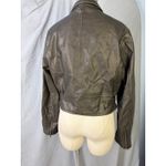 Stoosh  Faux Leather Cropped Moto Jacket Brown XL Belted Biker Zip Short Coat Photo 3
