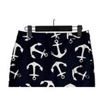 J.Crew Anchor Print Nautical Mini Lined Skirt Zipper Pockets 2 Navy Blue White Photo 2