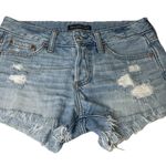 Abercrombie & Fitch Denim Shorts Womens 25 Light Wash Button Fly 3” Frayed 30” W Photo 0