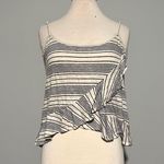 BB Dakota White Navy Blue Striped Linen Tank Top Photo 0