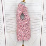 Lilly Pulitzer ‎ Floral Cap Sleeve Button Up Shirt White Pink 8 Photo 2