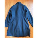 DKNY  Coat Womens 12 Green Wool Blend Ruffle Front Snap Button Long Jacket Photo 5