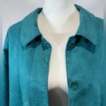 appleseed's teal green faux suede trench coat jacket size large Photo 2