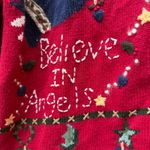 Vintage 90s Quacker Factory Christmas Angels Ugly Cardigan Sweater Red 1X Photo 4