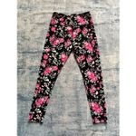 Eluminary Black Rose Pink Floral Print Leggings w Pockets Fits Sizes 10 Photo 1