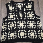 Adiva Black Cream Crochet Top Vest Blouse Sleeveless Size Large Photo 0