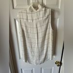 Theory  white sleeveless checkered button up top Photo 2