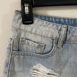 BDG UO Super high rise cheeky denim shorts light wash distressed fringed hem 29 Photo 2