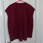 Jaanuu  Oversized Cap Sleeve Scrub Top - Wine Burgundy - Size Large​​​​​​ Photo 4
