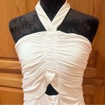Bailey 44 Maive Halterneck Ruched Bodycon Stretch Midi Dress in White Size Large Photo 5