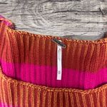 Free People Just My Stripe Sweater Pink Orange Round Neck Cotton Women Sz Xs Photo 3