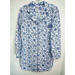 The Company Store Nightshirt Small Cottagecore Button Front Cotton Nightgown Blue Photo 3