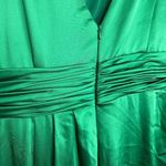 Mac Duggal  Puff Sleeve Satin Faux Wrap Gown in Emerald Green Size US 14 NWT Photo 9