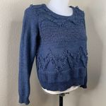 Anthropologie MOTH Cotton Alpaca Wool Blend Blue Textured Pullover Sweater Sz M Photo 0