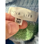 Little Lies Anthropologie Striped Collared Button Up Crop Sweater Knit Size S Blue Photo 6