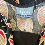 White Swan Women Scrub Top XL Foliage Print Medical Uniform Nurse Workwear Fall Photo 1