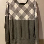 Luna  Gray And White Checkard Crew Neck Sweater Size Medium Photo 0