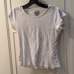 Chaser SO White Short Sleeve Top with Ruffled Edges Photo 0