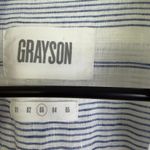 Grayson The Hero Shirt Size 3 Medium White Striped Long Sleeve Button Up Cotton Blue Photo 9