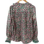 Cherry Cloth Lace Trim Frilly Popover Floral Long Sleeve Blouse Green Size Large Photo 6