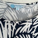 Escapada Living Navy Blue White Tropical Rayon Dress Resortwear Vacation Medium Photo 2