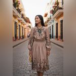 Vintage 1970 JERELL OF TEXAS Floral Dress Tan Size undefined Photo 2