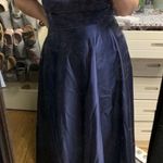 David's Bridal Navy Blue Satin Prom Dress Photo 1