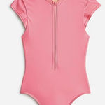 J.Crew  Re-Imagined Pink Zip-Front Short Sleeve One-Piece Swimsuit Size 12‎ Photo 0