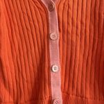Talbots Cardigan Womens Lp Pink Orange Colorblock Cotton Button Front Photo 4