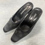 Vintage Sesto Meucci Black Satin Beaded Embellished Mule Heels Sz 7 M Old Money Photo 4